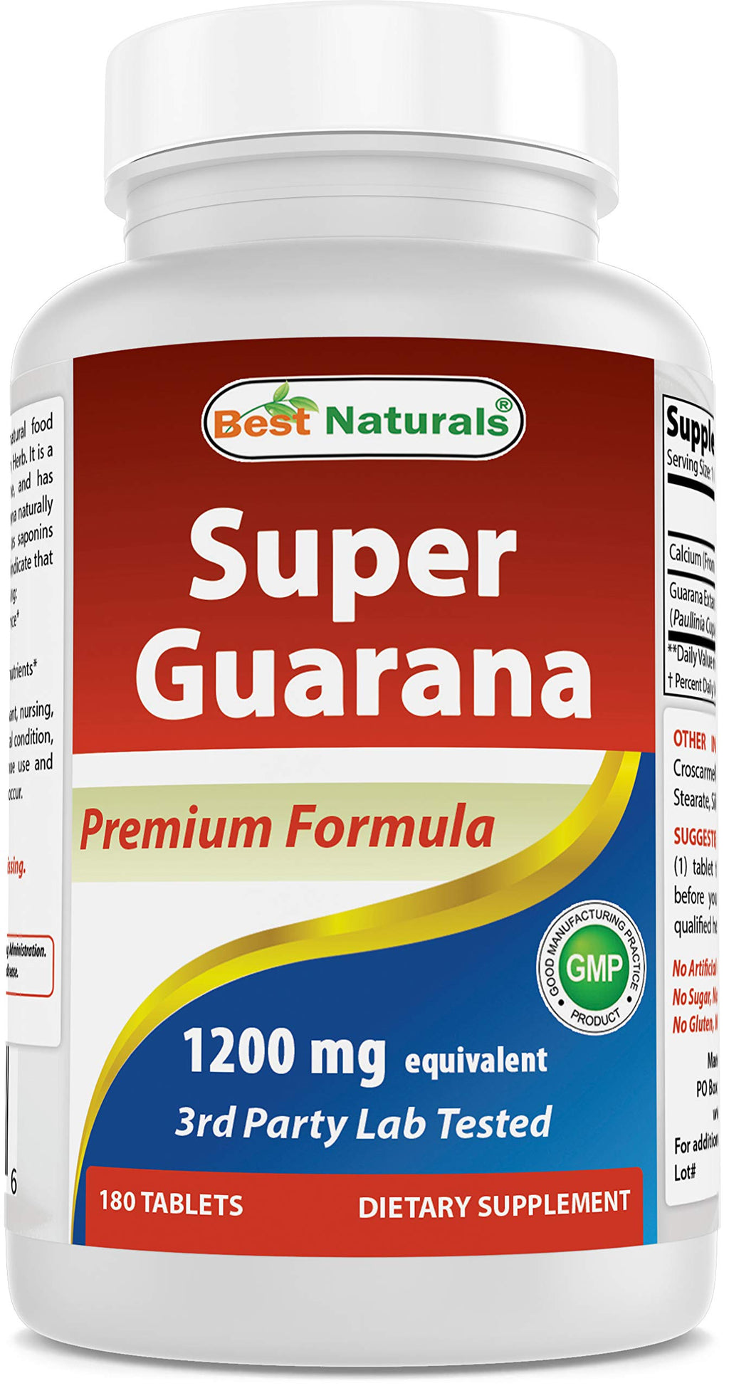 Best Naturals Guarana 1200 mg Energy Support - 180 Tablets