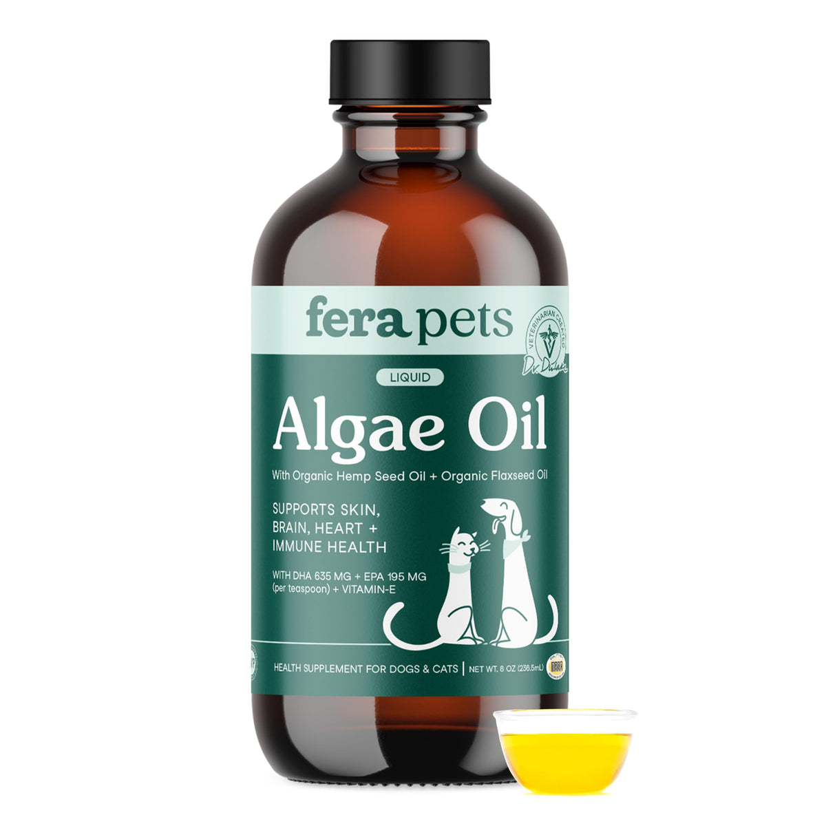 Fera Pets Algae Oil for Dogs & Cats Vegan Omega-3 - 8 oz