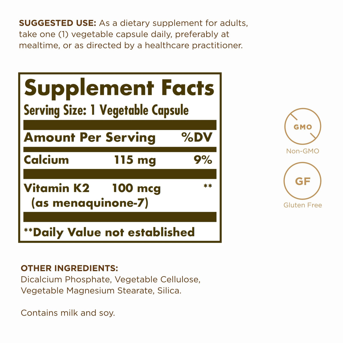 Solgar Vitamin K2 MK-7 100 mcg Bone Health - 100 Capsules - image 2