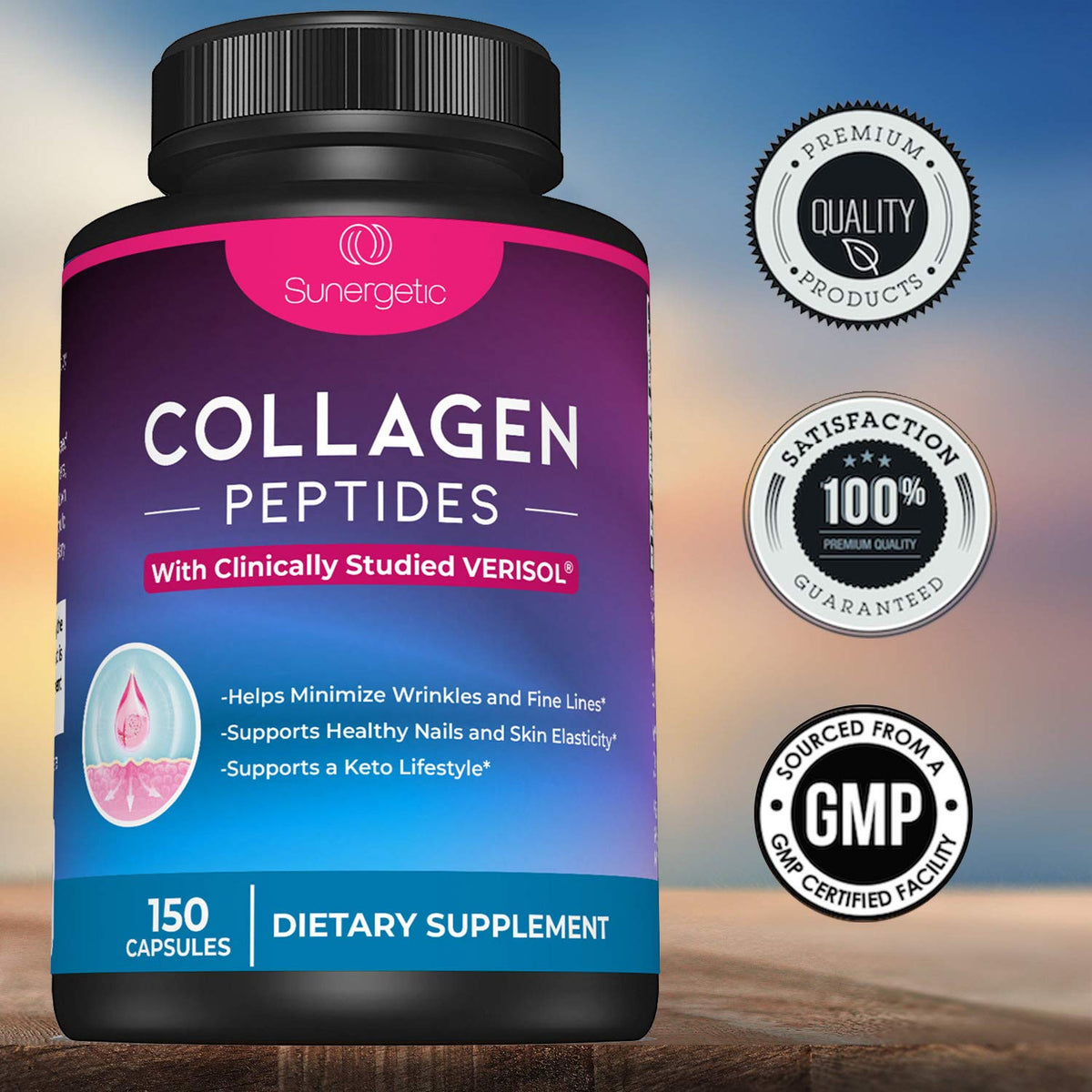 Sunergetic Premium Collagen Peptides - 150 Capsules - image 5
