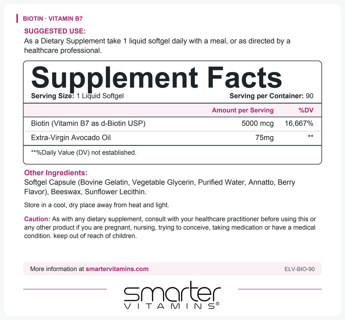 SmarterVitamins Smarter Biotin 5000mcg in Avocado Oil