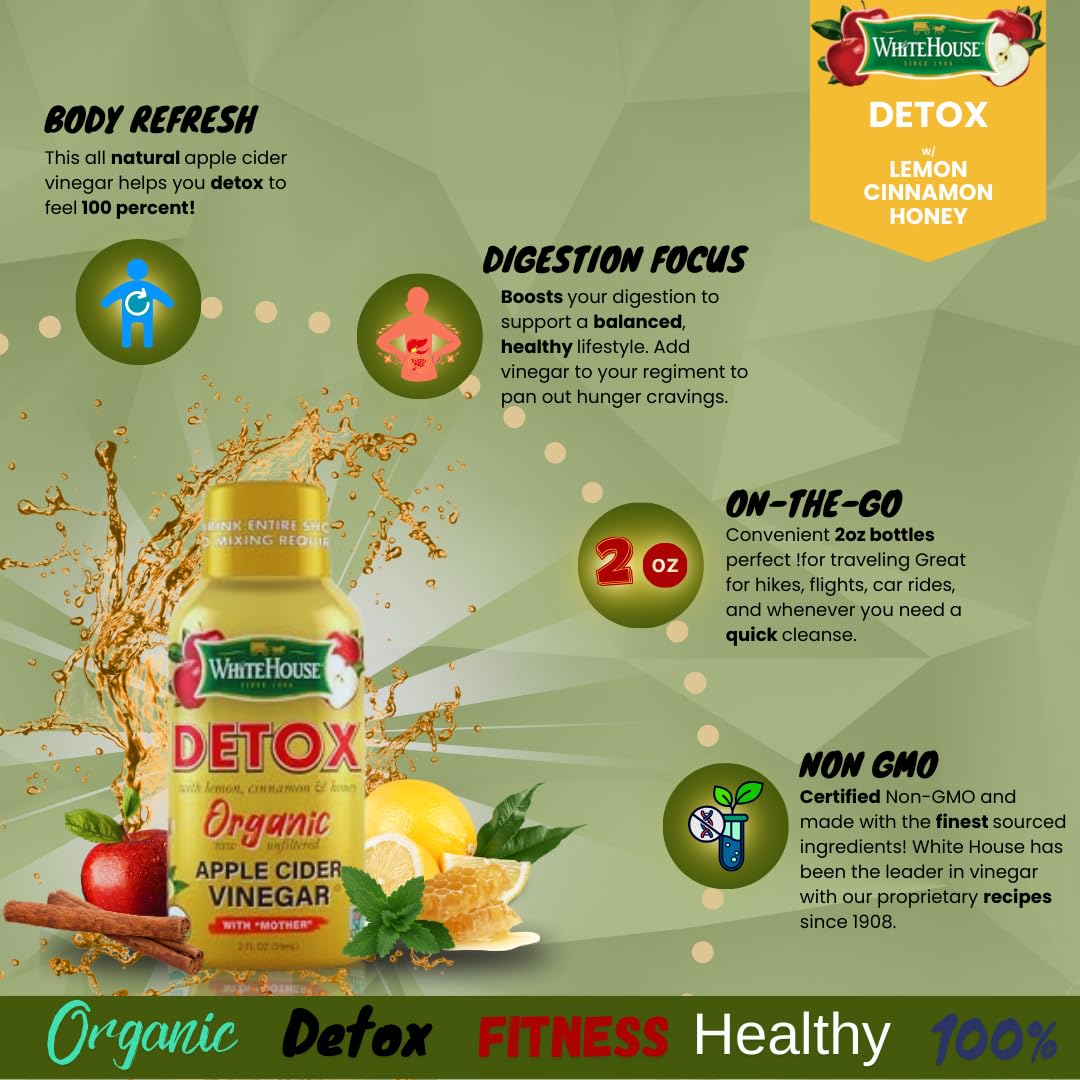 White House Detox Apple Cider Vinegar Shots Raw Unfiltered - 24 Pack - image 4