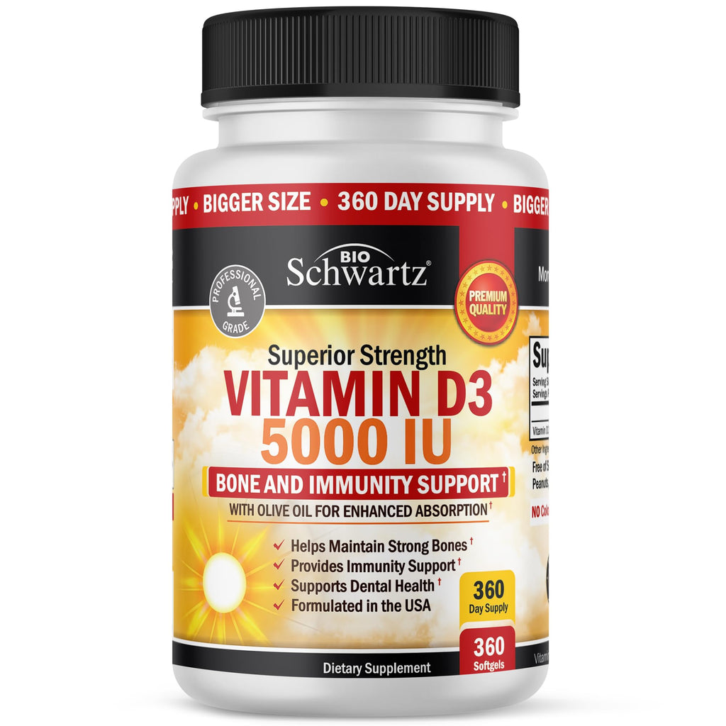 BioSchwartz Vitamin D3 5000 IU Immune Support - 360 Softgels