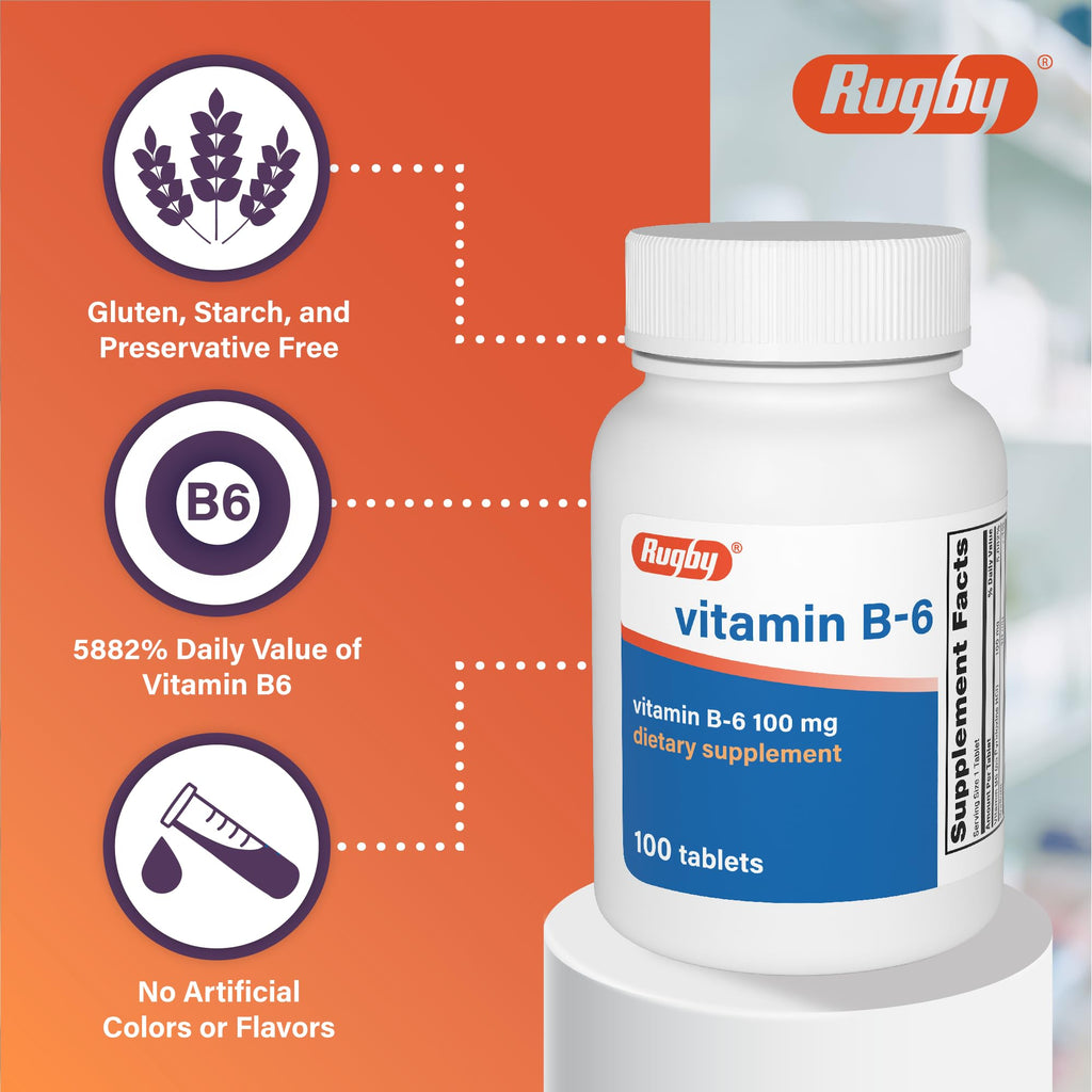 Rugby Vitamin B-6 100mg Tablets - 100 Count - image 4