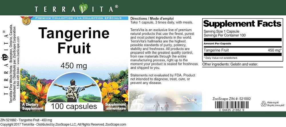 Terravita Tangerine Fruit - 450 mg (100 Capsules, ZIN: 521882) - image 3
