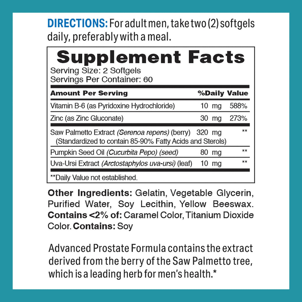 Vitamin World Advanced Prostate Formula Saw Palmetto Complex - 120 Softgels - image 2