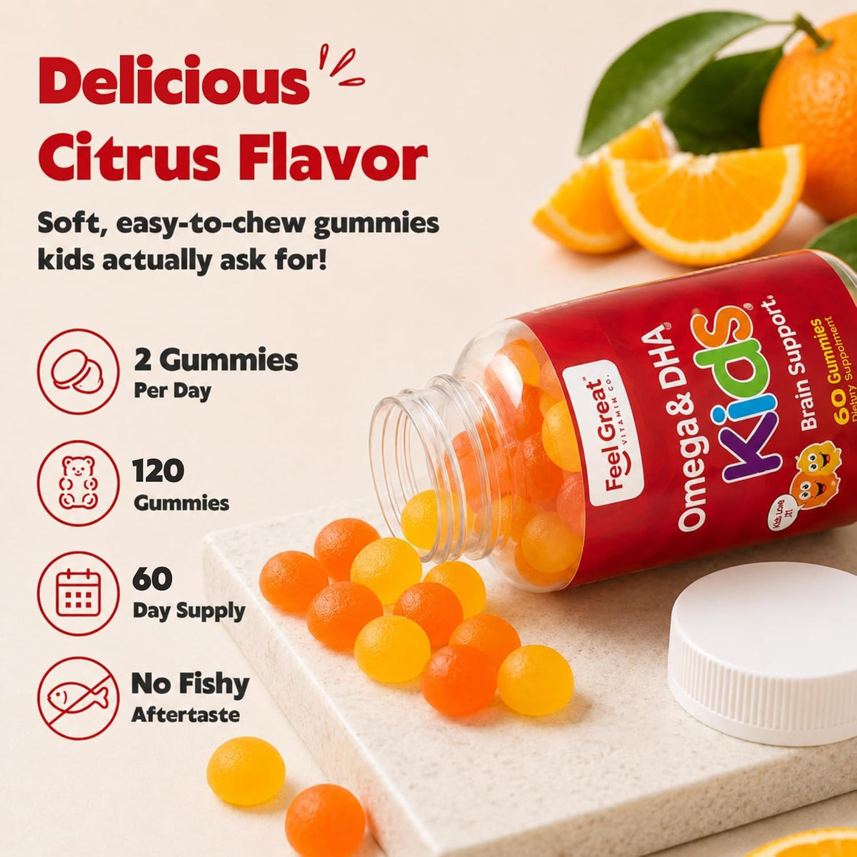 The Feel Great Vitamin Company Omega 3 DHA Gummies for Kids - 60 Count - image 3
