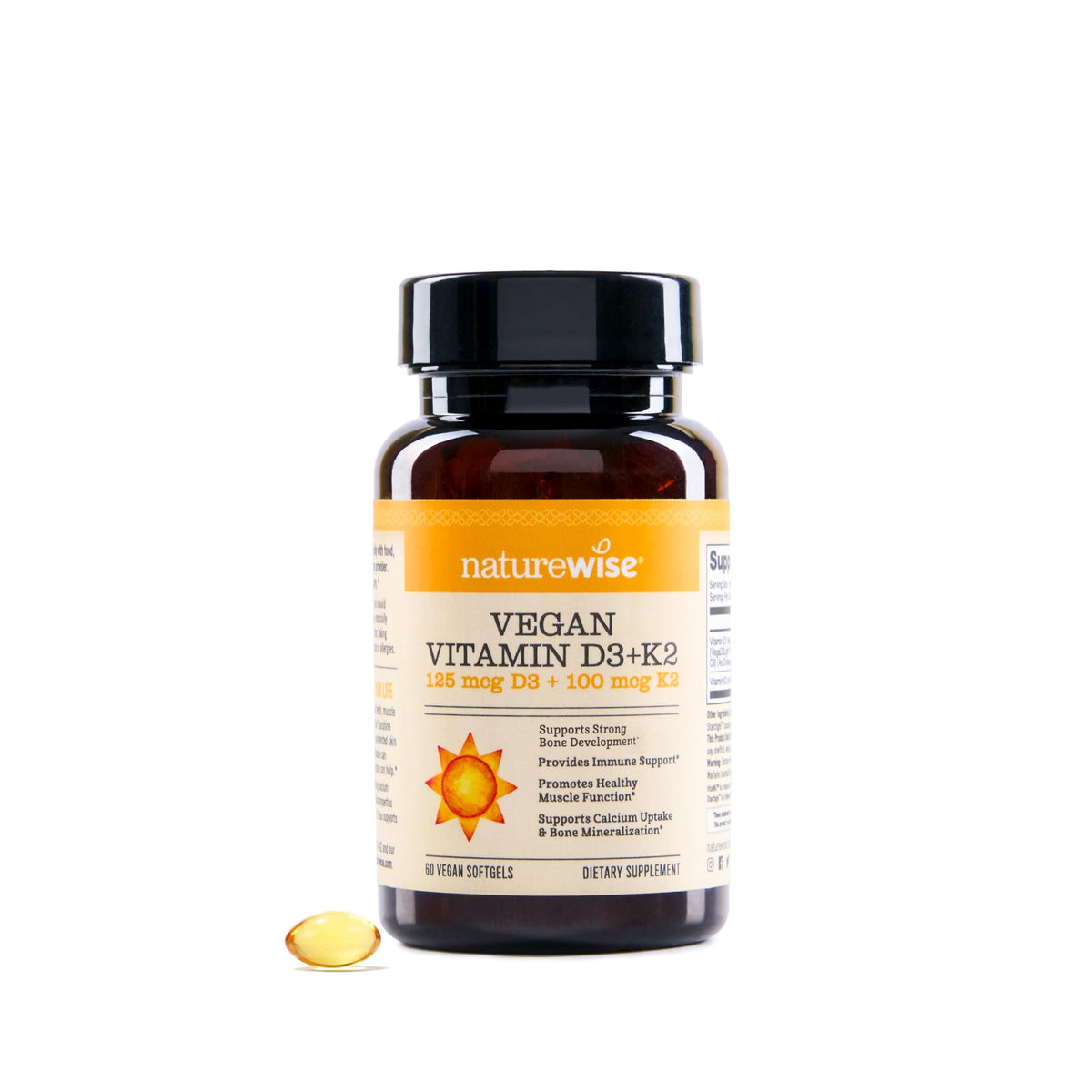 NatureWise Vegan Vitamin D3 K2 Supplement 5000IU - 60 Softgels