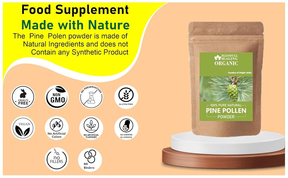 Blessfull Healing Organic Pine Pollen Powder 100% Pure Natural 200
