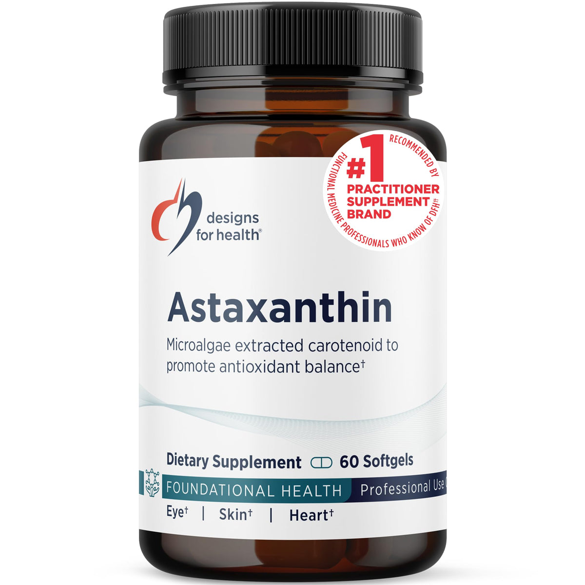 Designs for Health Astaxanthin Microalgae Carotenoid - 60 Softgels