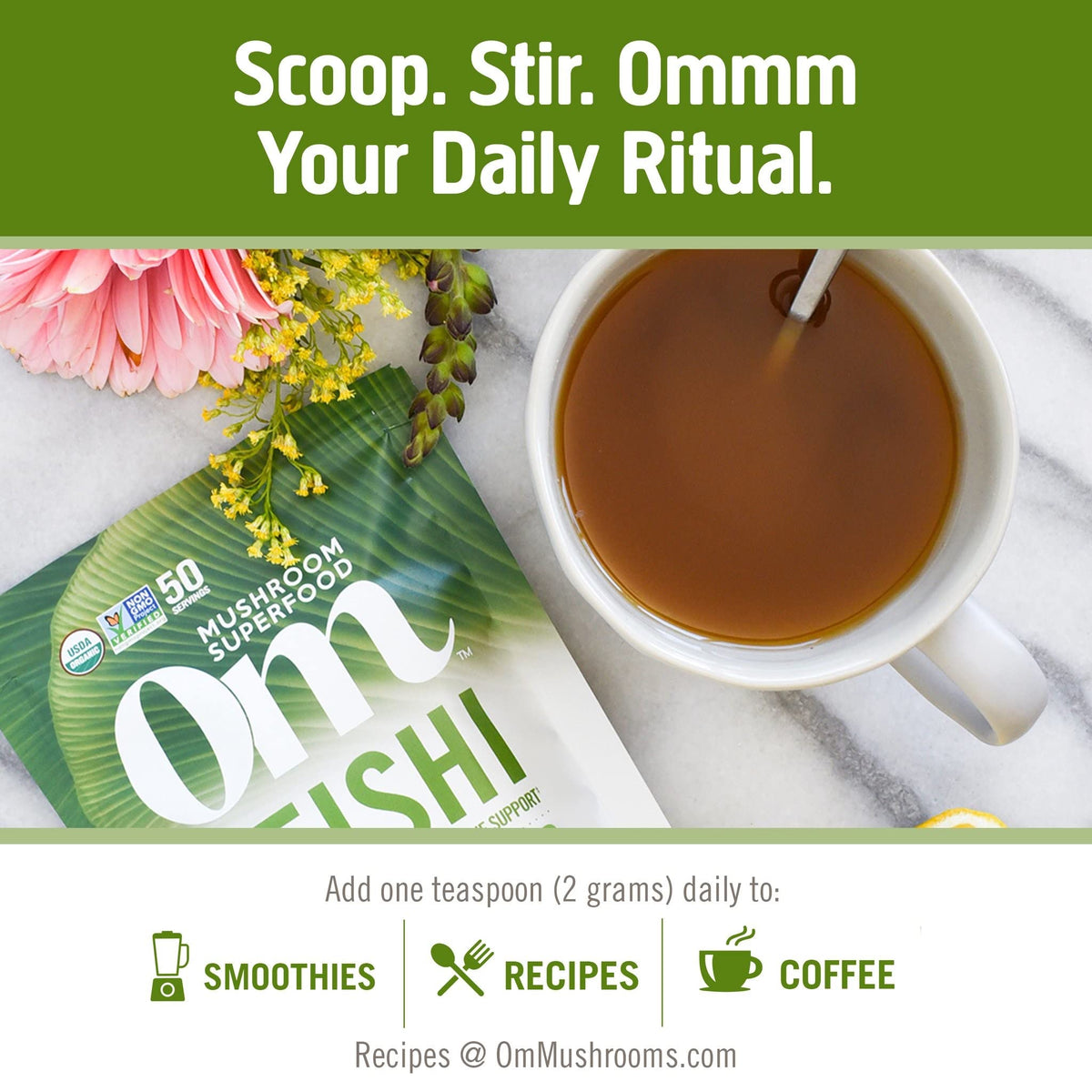 OM Mushroom Superfood Reishi Organic Powder for Stress Relief - 100 Servings - image 5