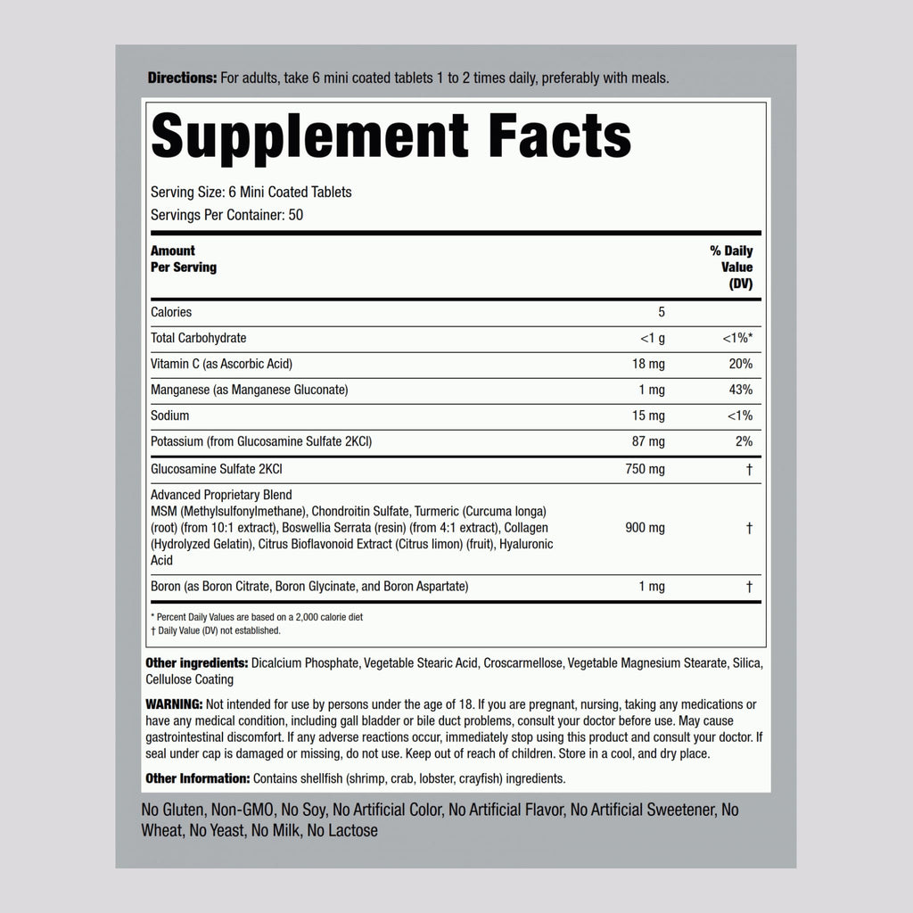 Piping Rock Glucosamine Chondroitin MSM Turmeric - 300 Tablets - image 2