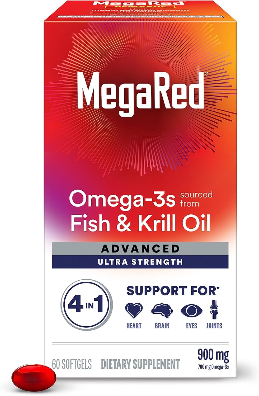 MegaRed Advanced 4in1 900mg Omega-3 Fish & Krill Oil - 120 Softgels