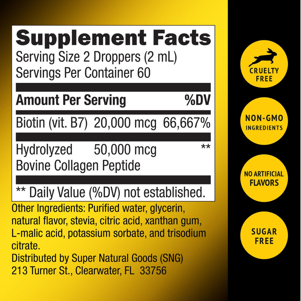 Super Natural Goods Liquid Biotin & Collagen 70,000mcg Hair Growth Vitamin - 4oz - image 6