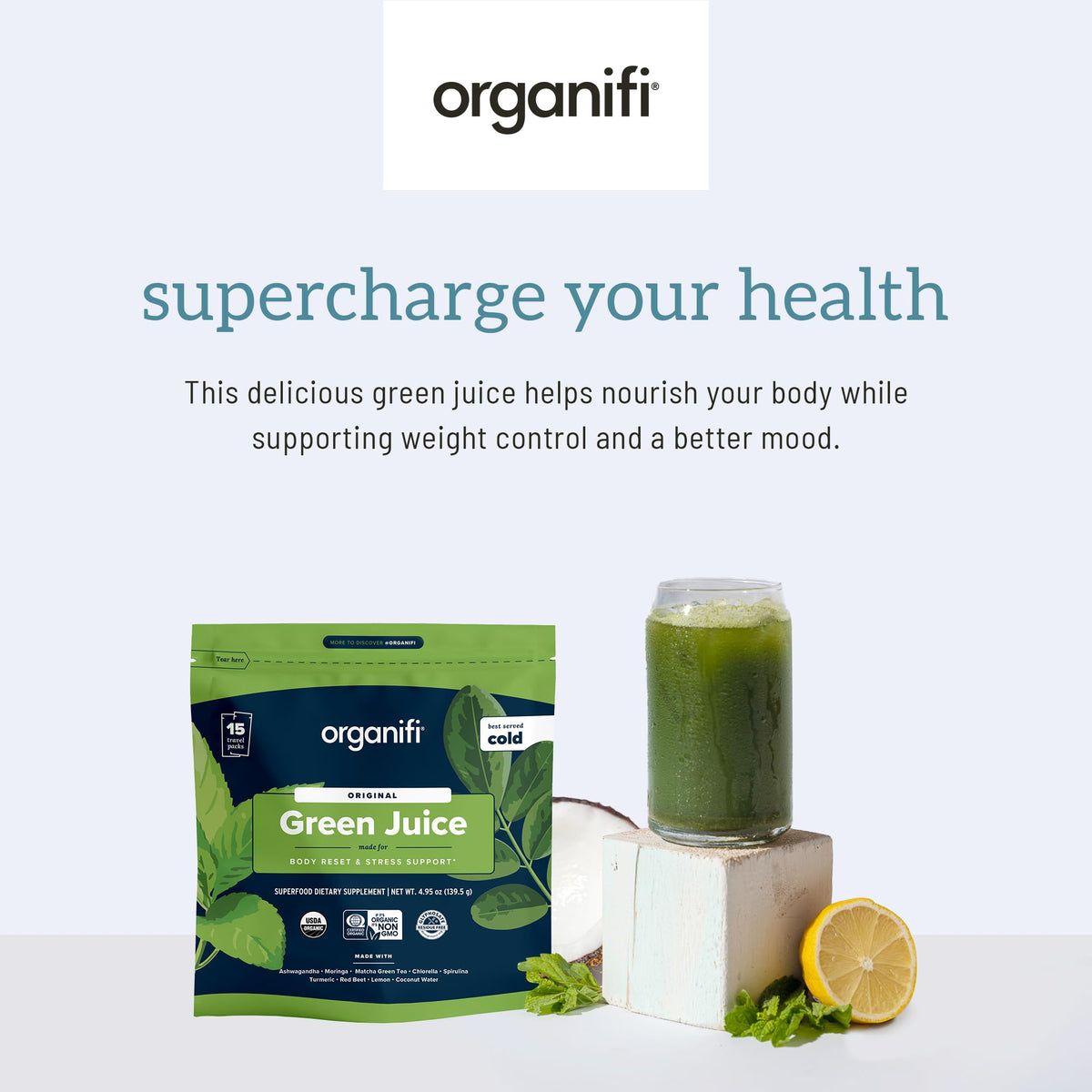 Organifi GO Packs Green Juice Organic Superfood Powder - 15 Packs - image 3