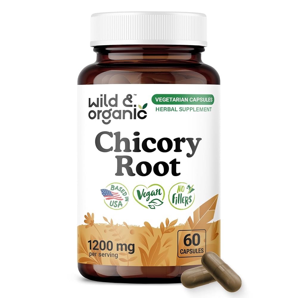Wild & Organic Chicory Root Fiber Capsules - 1200 mg of Chicory Root