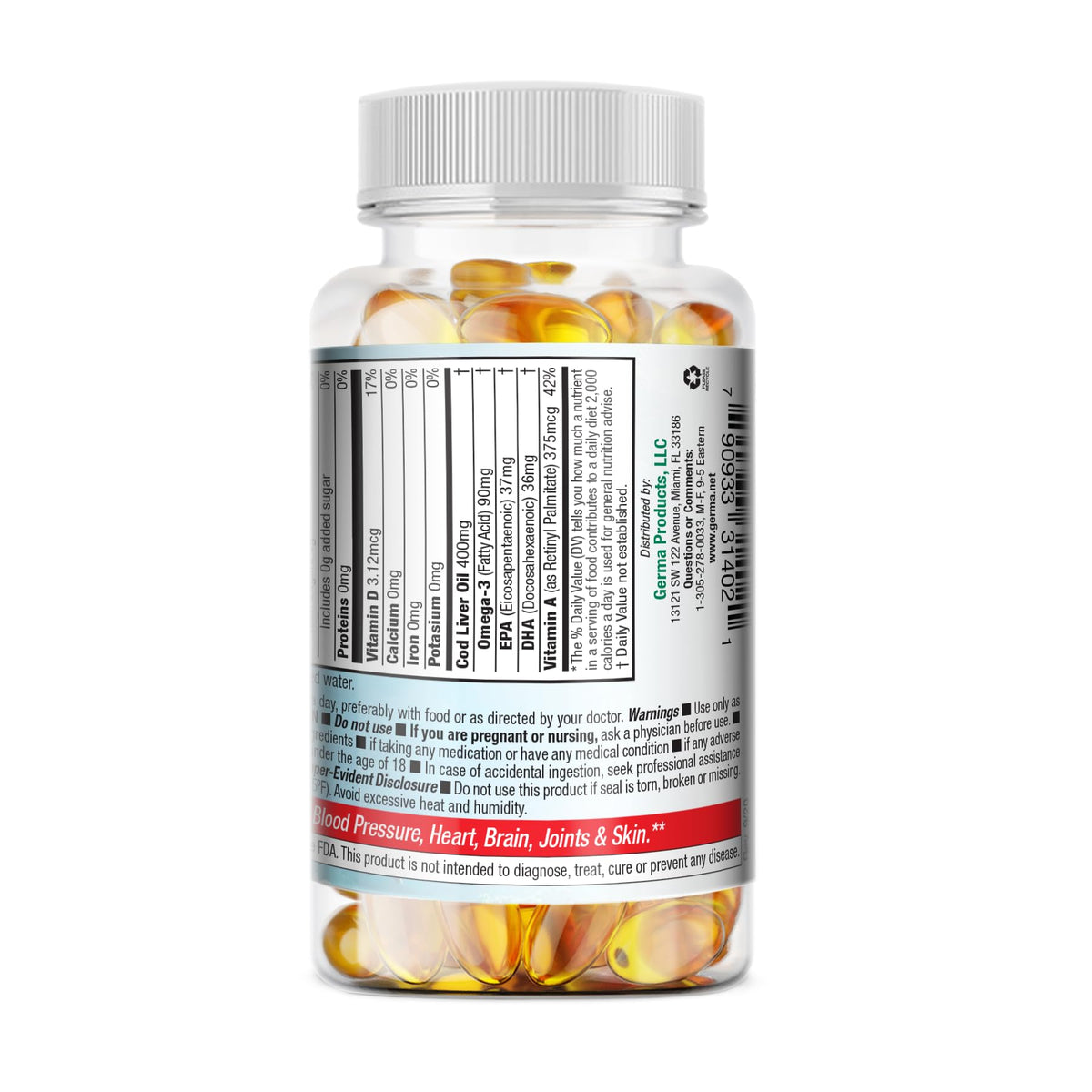 Germa Cod Liver Oil Natural Dietary Supplement - 100 Capsules - image 3