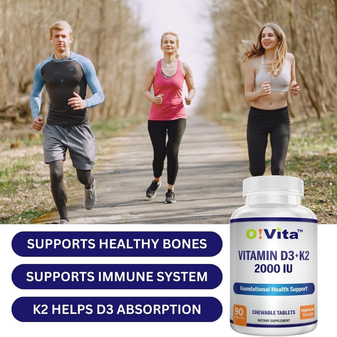 O!VITA Vitamin D3 + K2 2000 IU Chewable Tablets - 90 Count - image 2