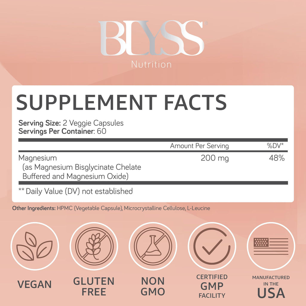 BLYSS Nutrition Magnesium Bisglycinate 200mg Capsules for Sleep & Mood - image 6