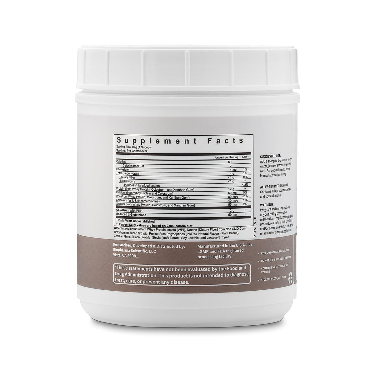 BioPharma Scientific NanoPro Immune Whey Protein Powder - 30 Servings - image 3