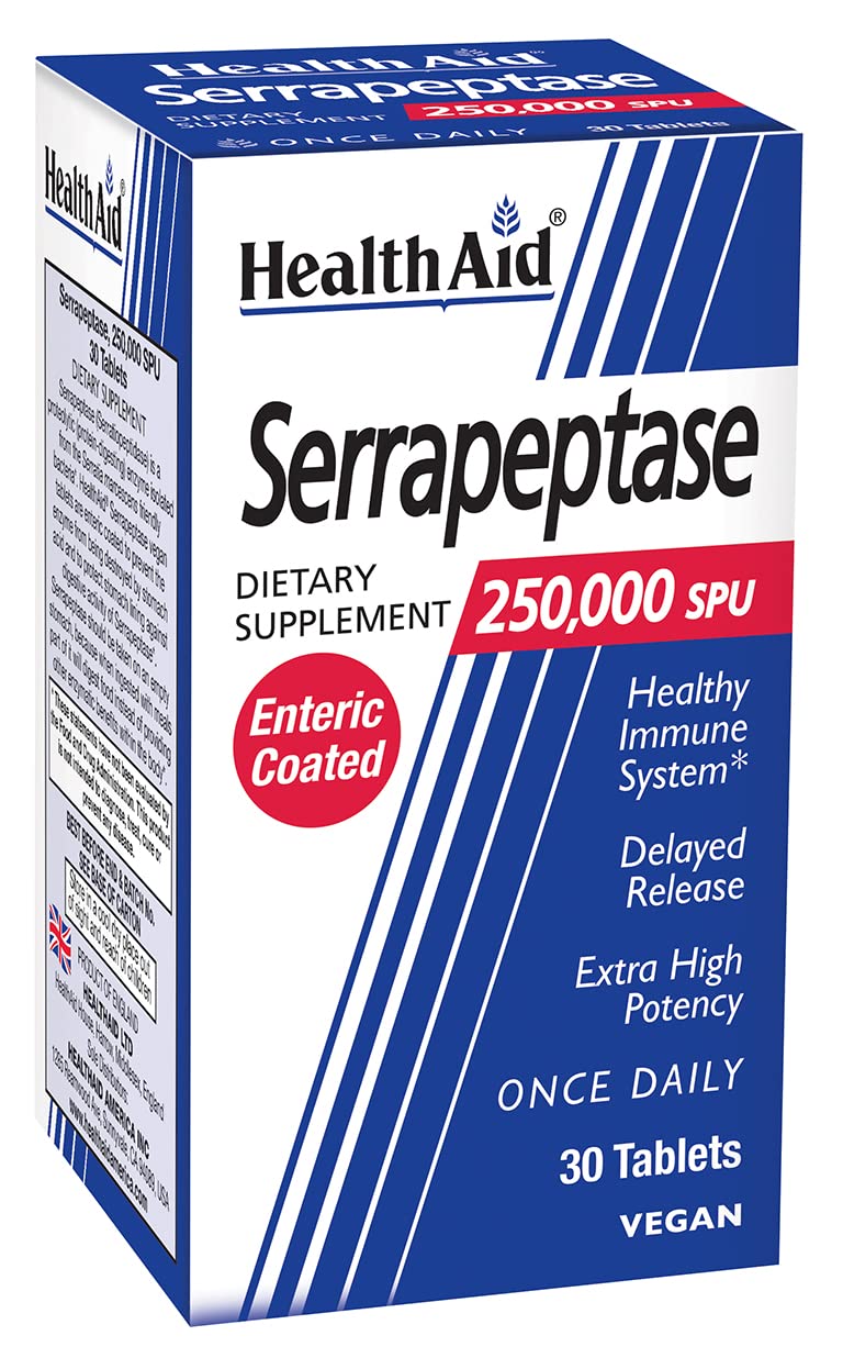 HealthAid Serrapeptase 250,000 SPU Proteolytic Enzyme - 30 Tablets