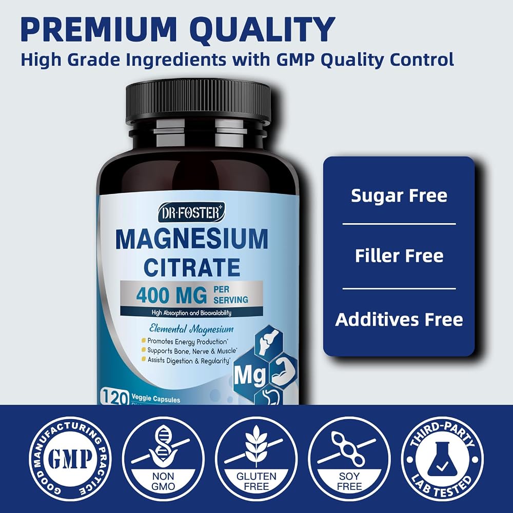 DRFOSTER Magnesium Citrate 400mg - 120 Vegan Capsules - image 7