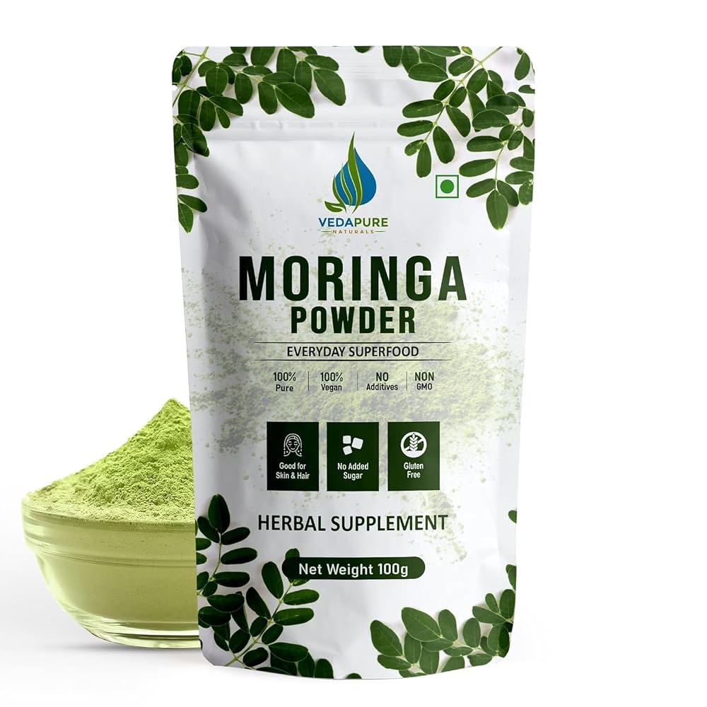 VEDAPURE Organic Moringa Oleifera Leaf Powder - 3.5 oz