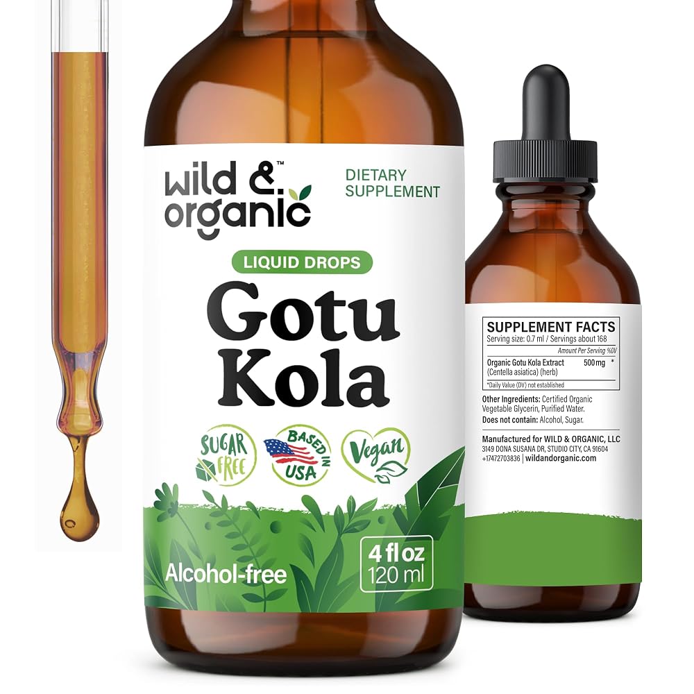 Wild & Organic Gotu Kola Drops - Organic Gotu Kola Herb Liquid