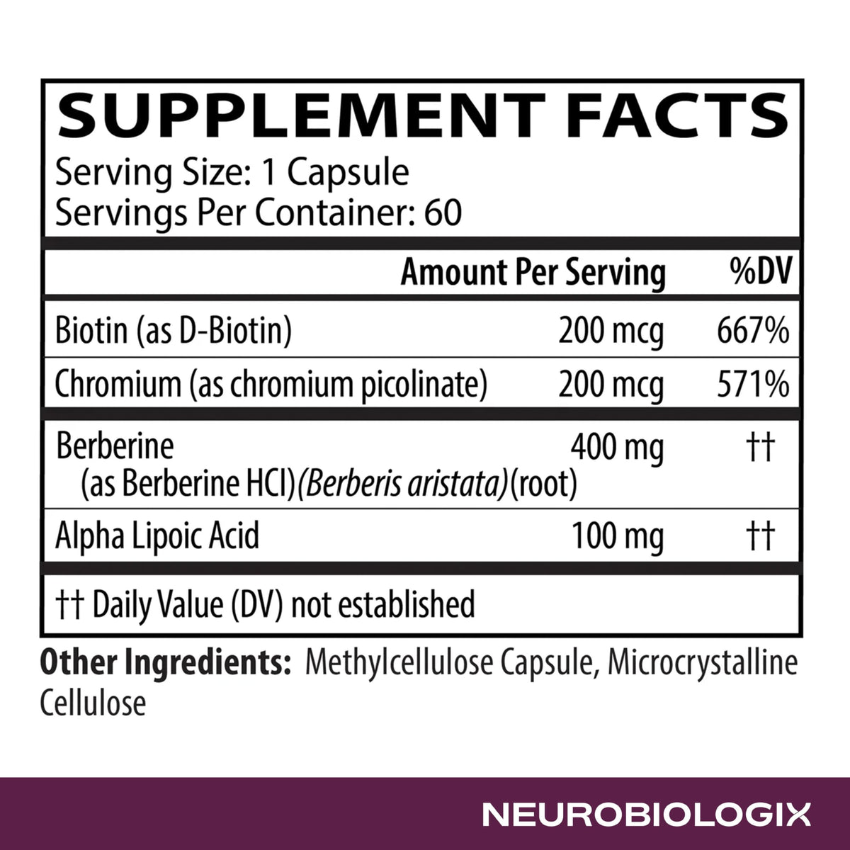 Neurobiologix Berberine Complex, Blood Sugar Support, 60 Capsules - image 4