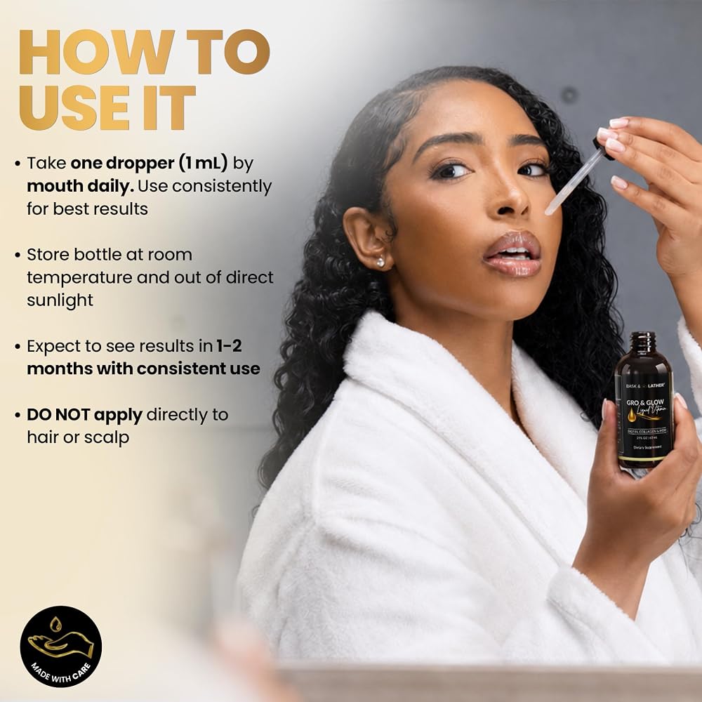 BASK & LATHER Gro & Glow Liquid Collagen for Hair, Skin & Nails - 2 FL Oz - image 4