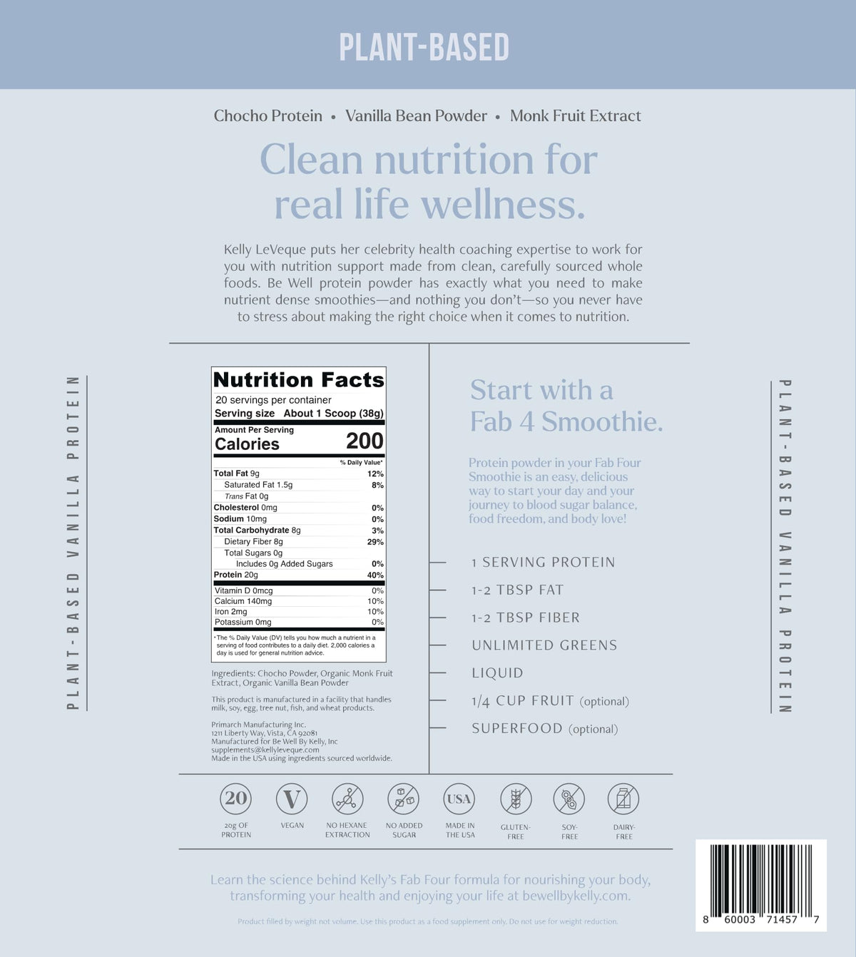 Be Well by Kelly Plant-Based Protein Powder