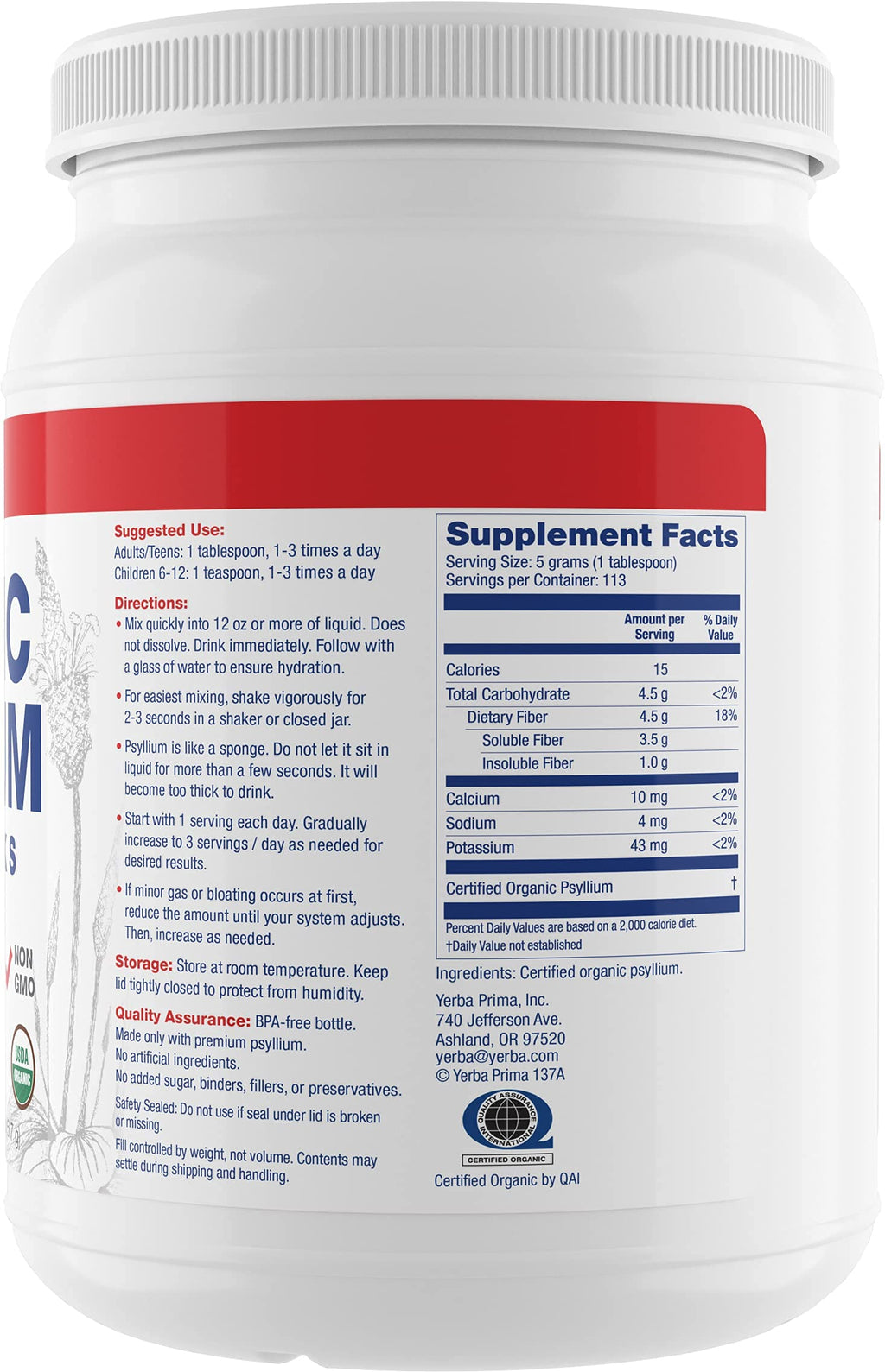 Yerba Prima Organic Psyllium Whole Husks Colon Cleanser - 20 oz - image 9