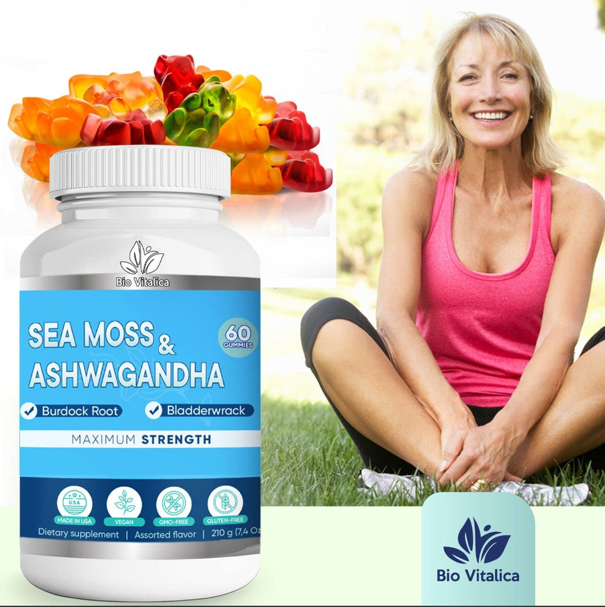 BIO VITALICA Sea Moss Ashwagandha Gummies for Women & Men