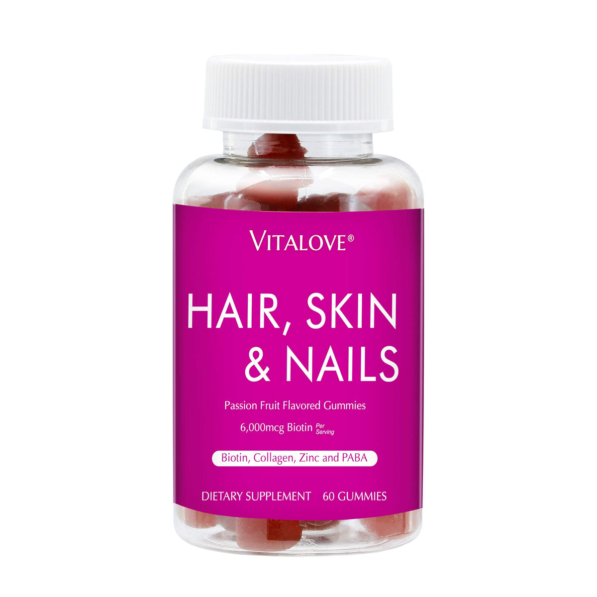 Vitalove Hair, Skin & Nails Gummies with Biotin & Collagen - 60 Count