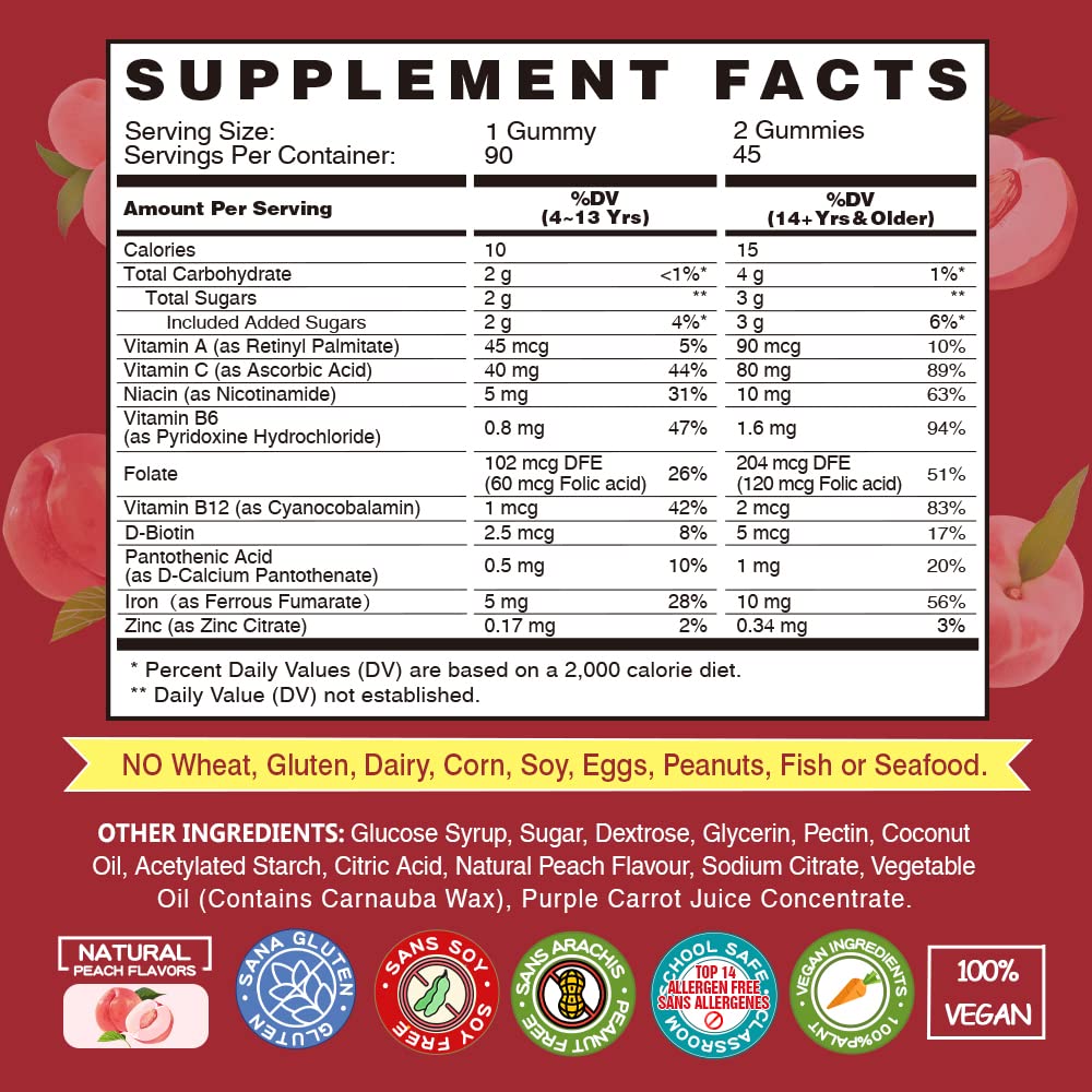 VEGEPOWER Vegan Iron Supplement Gummies - with Vitamin C
