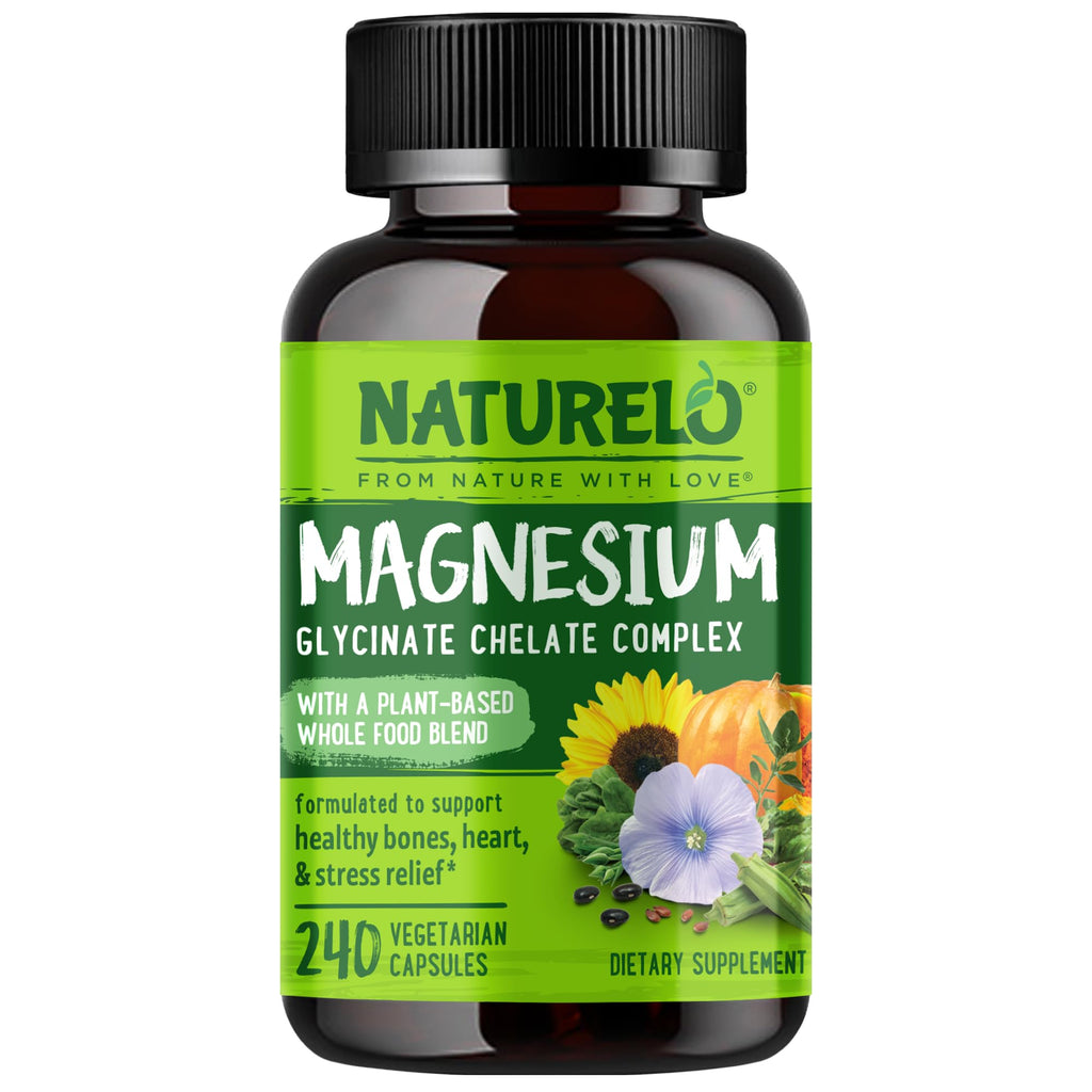 NATURELO Magnesium Glycinate 200 mg - 240 Capsules