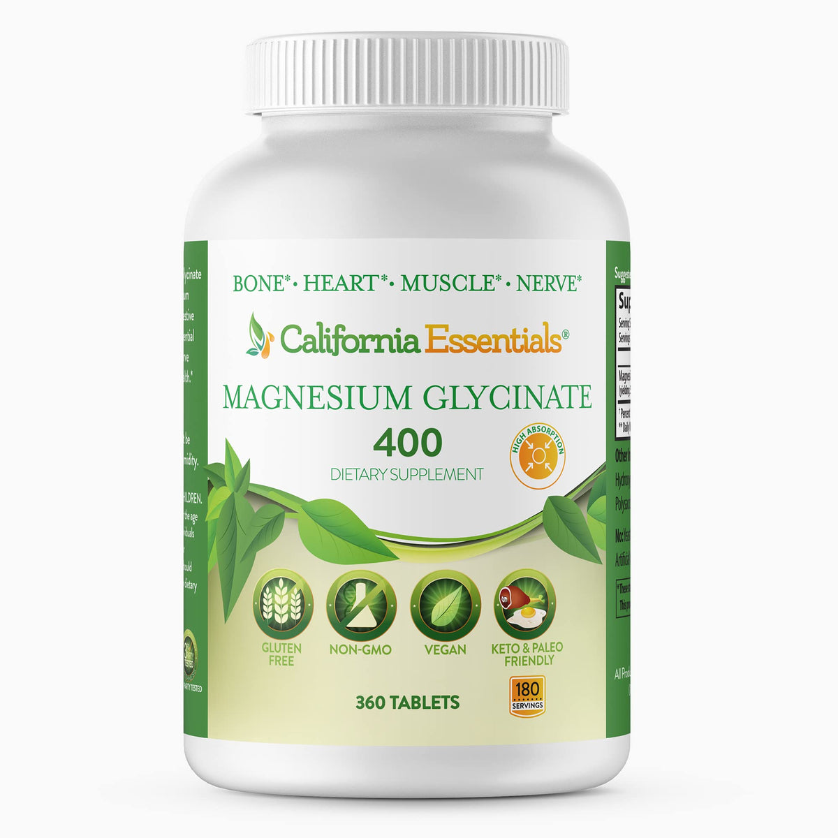 California Essentials Magnesium Glycinate 400 - 360 Tablets