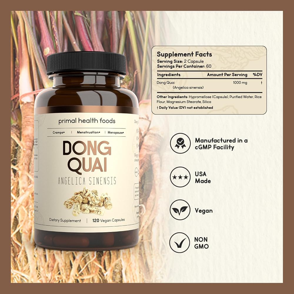 Primal Health Foods Organic Dong Quai 1000 mg - 120 Vegetarian Capsules - image 2