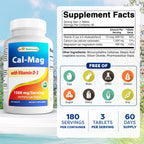 Best Naturals Calcium Magnesium with Vitamin D3 1500mg Serving 180