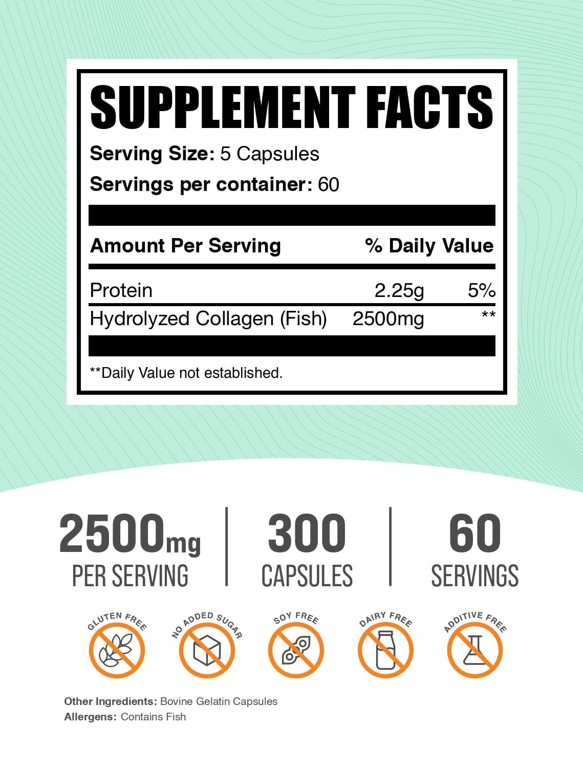 BulkSupplements Marine Collagen Capsules - 300 Capsules - image 2