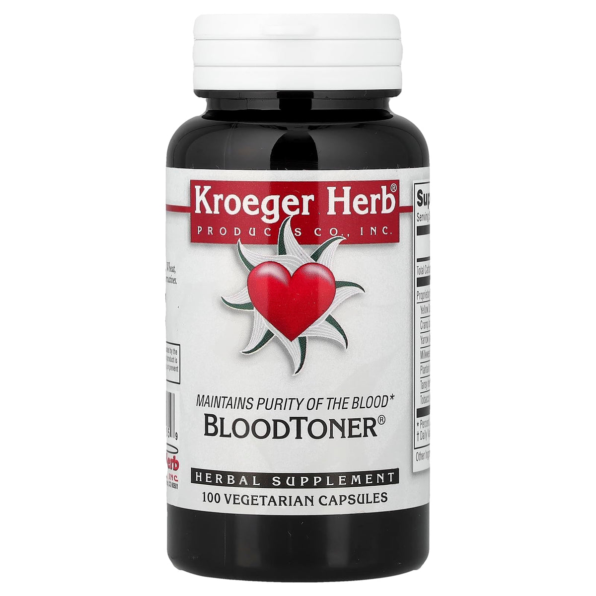 Kroeger Herb Co BloodToner Herbal Supplement - 100 Vegetarian Capsules