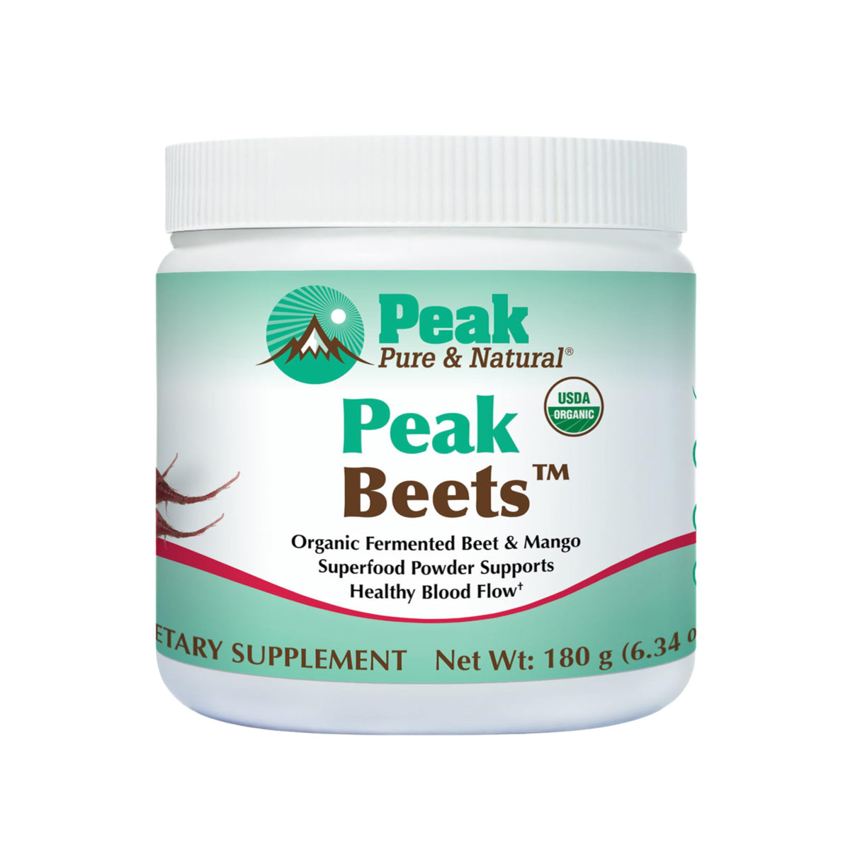 Peak Pure & Natural Beet Powder Nitric Oxide Supplement - 30 Servings