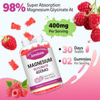 Zetelixia Magnesium Glycinate Gummies, Raspberry Flavor, 60 Count