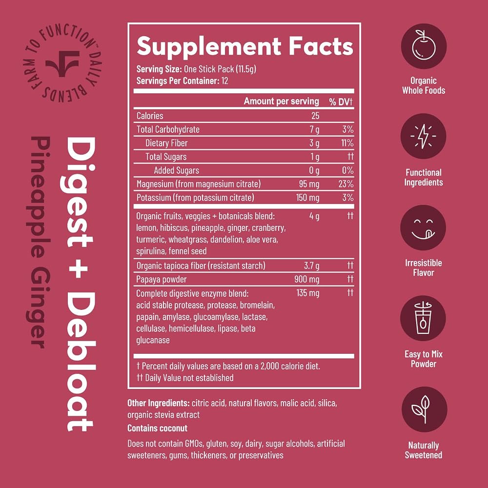 Farmana Debloat & Digest Pineapple Ginger Dandelion Root Drink Mix - 5.5 oz - image 2