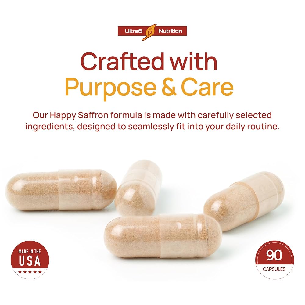 Ultra6 Nutrition Happy Saffron Supplements - 100% Pure Saffron