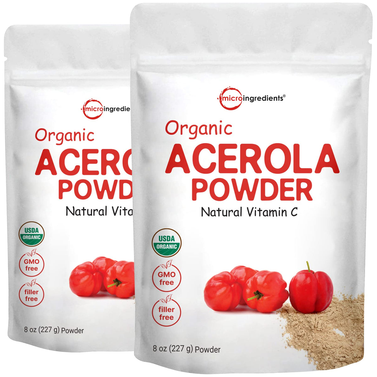 Micro Ingredients Organic Acerola Cherry Powder Vitamin C - 16 Ounces