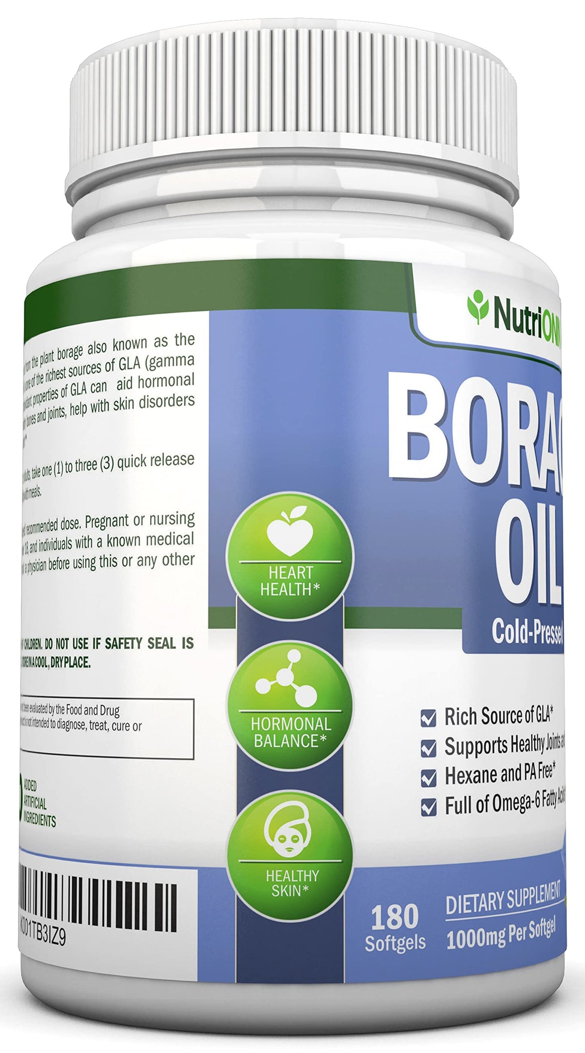 NutriONN Borage Oil 1000 mg - 180 Softgels - image 4