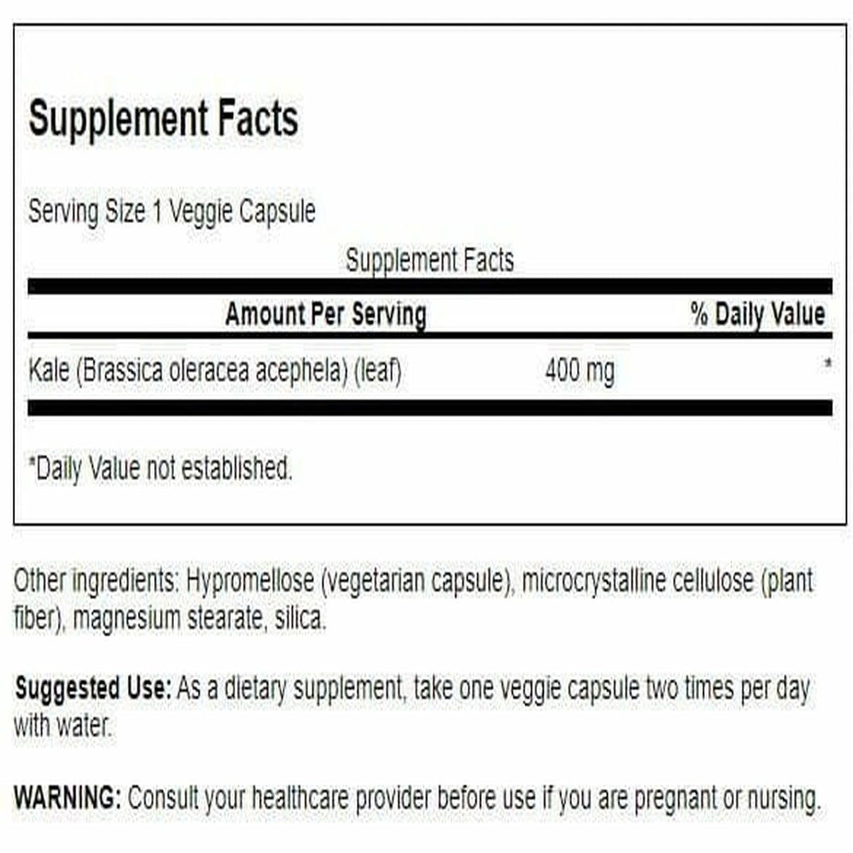 Swanson Full Spectrum Kale 400 mg - 60 Vegetarian Capsules - image 2
