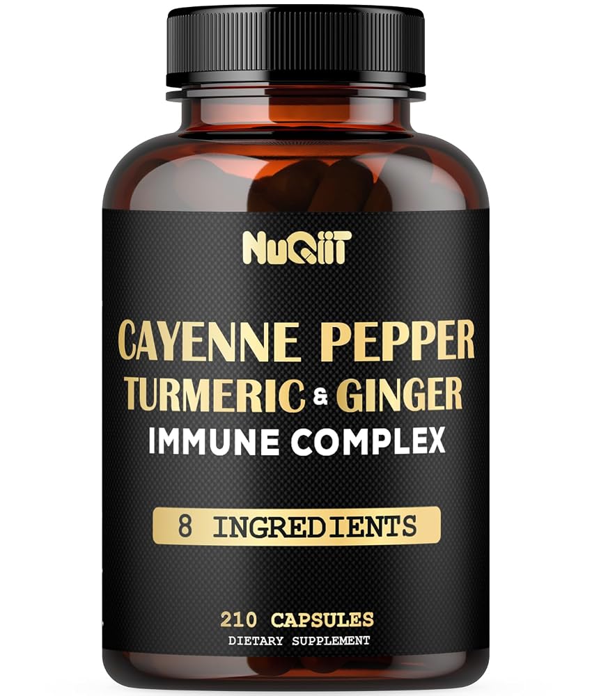 NUQIIT Cayenne Pepper Capsules Organic with Turmeric & Ginger - 210 Count