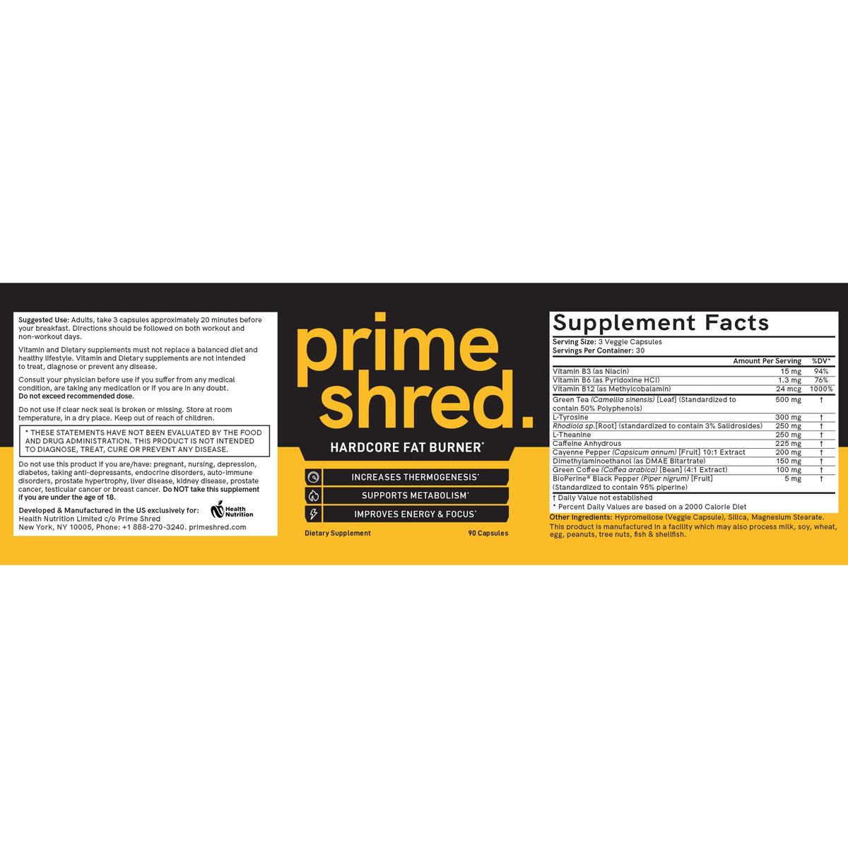 PrimeShred Fat Burner for Men - 90 Capsules - image 2